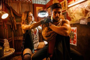 From Dusk Till Dawn: The Series, for El Rey Network and Miramax. L to R; Briana Evigan as Sonja Lam and D.J. Cotrona as Seth Gecko.