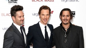 LONDON, ENGLAND - OCTOBER 11:  Scott Cooper, Benedict Cumberbatch and Johnny Depp attend the "Black Mass" Virgin Atlantic Gala screening during the BFI London Film Festival, at Odeon Leicester Square on October 11, 2015 in London, England.  (Photo by John Phillips/Getty Images for BFI) *** Local Caption *** Scott Cooper; Benedict Cumberbatch; Johnny Depp