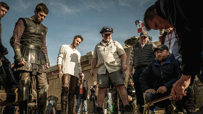 Toby Kebbell, Jack Huston and Director Timur Bekmambetov on the set of Ben-Hur from Paramount Pictures and Metro-Goldwyn-Mayer Pictures.