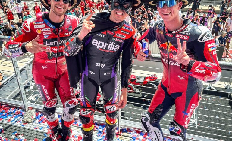 Maverick Viñales brilha no GP das Américas 2024 e lidera dobradinha com Acosta e Bastianini
